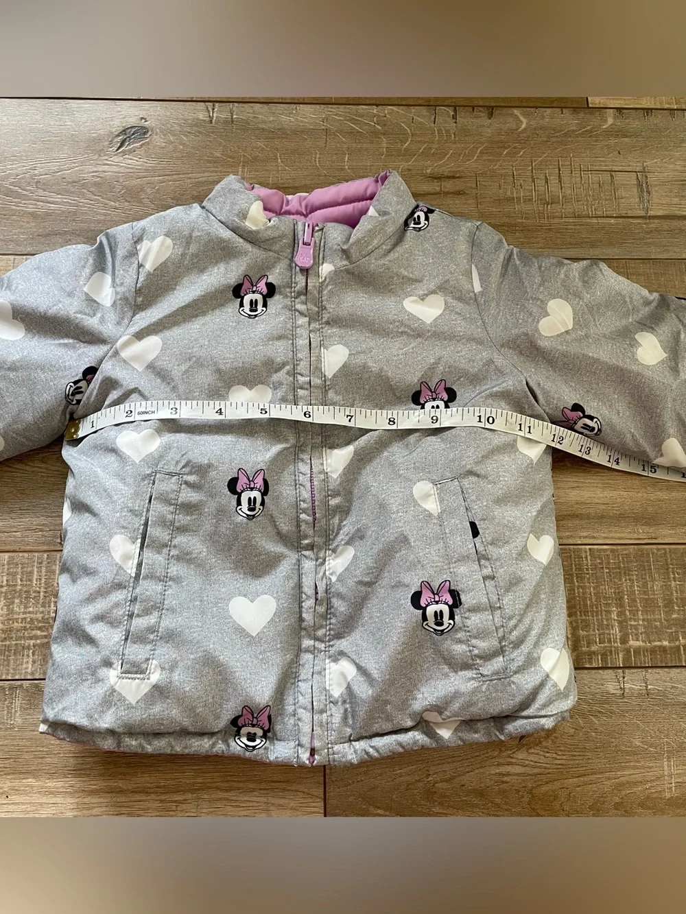 Baby Gap Disney Minnie Mouse Reversible Puffer Jacket 18-24M Pink Gray